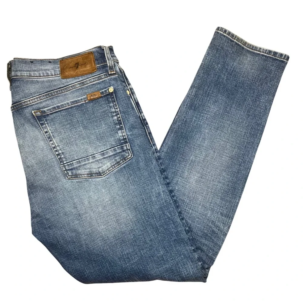 7 For All Mankind Adrien Jeans Mens 36 Blue Slim Taper Medium Wash Button Fly